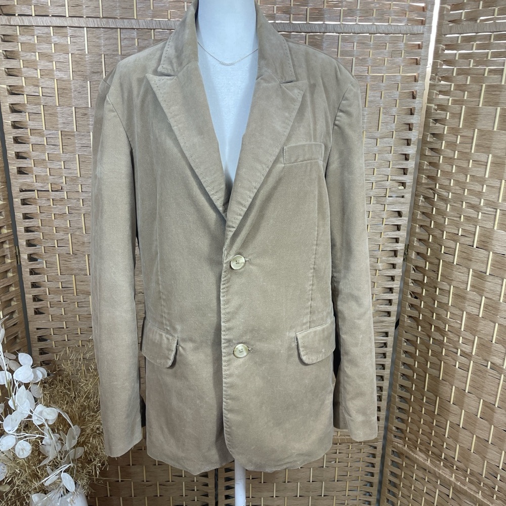 Vintage Calvin Klein Beige Tan Brushed Corduroy Lined Blazer Jacket Small